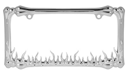 60467 CR. FLAME STYLE LICENSE PLATE FRAME, 2 HOLES - General Diesel Repair & Chrome