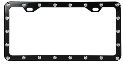 60469 BLACK LICESE PLATE FRAME W/ CR. RIVETS, 2 HOLES - General Diesel Repair & Chrome