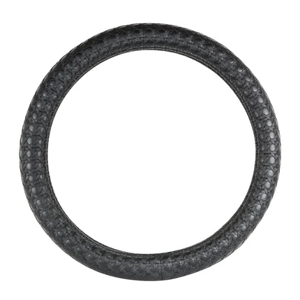 54032 18" DELUXE STEERING WHEEL CVR FULL BLACK CRISS CROSS - General Diesel Repair & Chrome
