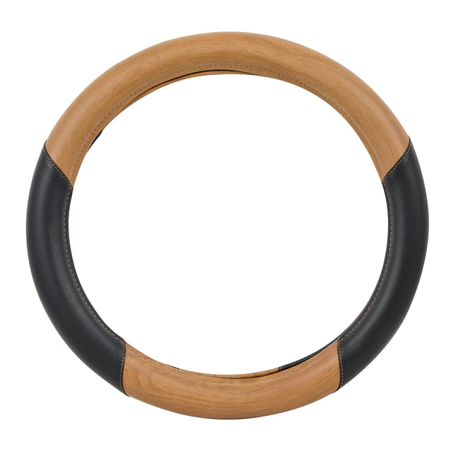 54061 18” Steering Wh. CVR. Matte Light Wood & Black - General Diesel Repair & Chrome