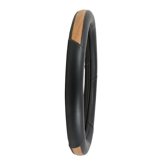 54063 18”Deluxe Steering Wh CVR. Matte Center Light Wood &Black - General Diesel Repair & Chrome