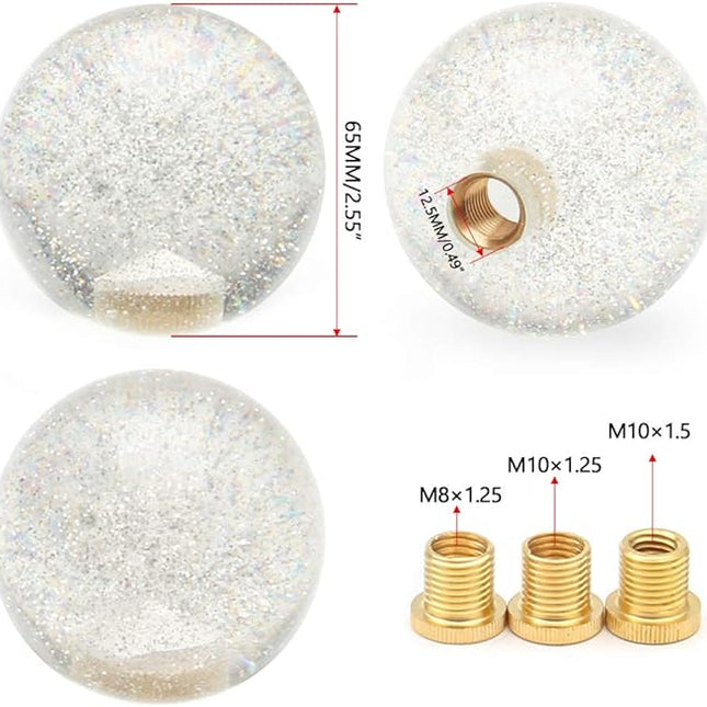 WENJTP 65mm Shifter Knob Silver Powder Crystal Ball - General Diesel Repair & Chrome