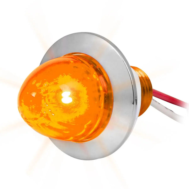 75401 1” Mini Watermelon Amber/Clear 1 LED Screw Light w/Cr. Pl. Bezel - General Diesel Repair & Chrome