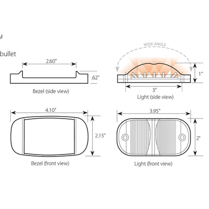 76250 Rect. Amber / Amber Wide Angle 14 LED Marker / Clearance Light - General Diesel Repair & Chrome