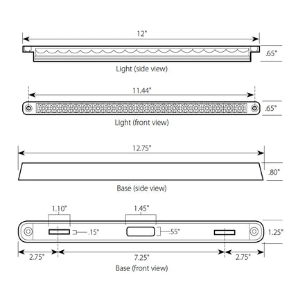 76380 12” Amber 18 SMD LED Flush Mount Light Bar, Amber Len, 3 Wires - General Diesel Repair & Chrome