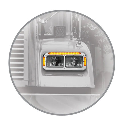 87592 CR. PL. DUAL RECT. HEADLIGHT BEZEL W/VISOR 26-LED AM/AM - General Diesel Repair & Chrome