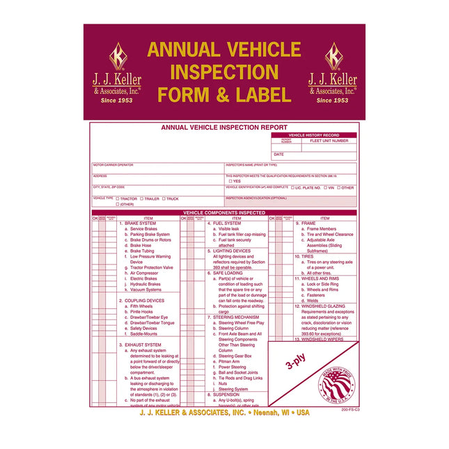 99909 ANNUAL VEHICLE INSPECTION REPORT W/ LABELS - General Diesel Repair & Chrome