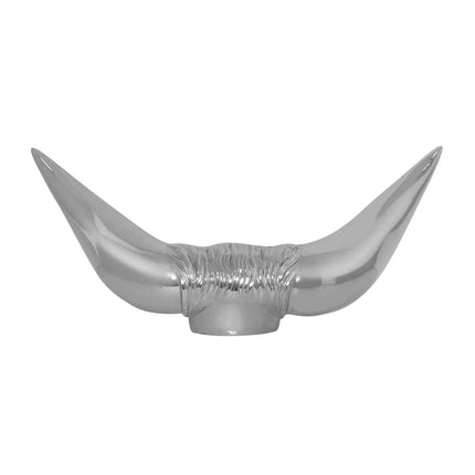 48181 Cr. Bull Horn w/ Round Base Hood Ornament, 13” w X 4.5” H - General Diesel Repair & Chrome
