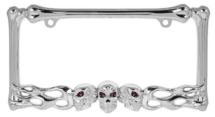 60466 CR. SKULL STYLE LICENSE PLATE FRAME, 2 HOLES - General Diesel Repair & Chrome