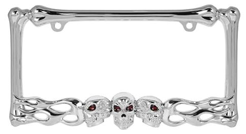 60466 CR. SKULL STYLE LICENSE PLATE FRAME, 2 HOLES - General Diesel Repair & Chrome