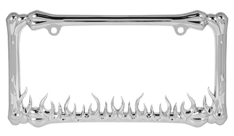 60467 CR. FLAME STYLE LICENSE PLATE FRAME, 2 HOLES - General Diesel Repair & Chrome