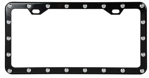 60469 BLACK LICESE PLATE FRAME W/ CR. RIVETS, 2 HOLES - General Diesel Repair & Chrome