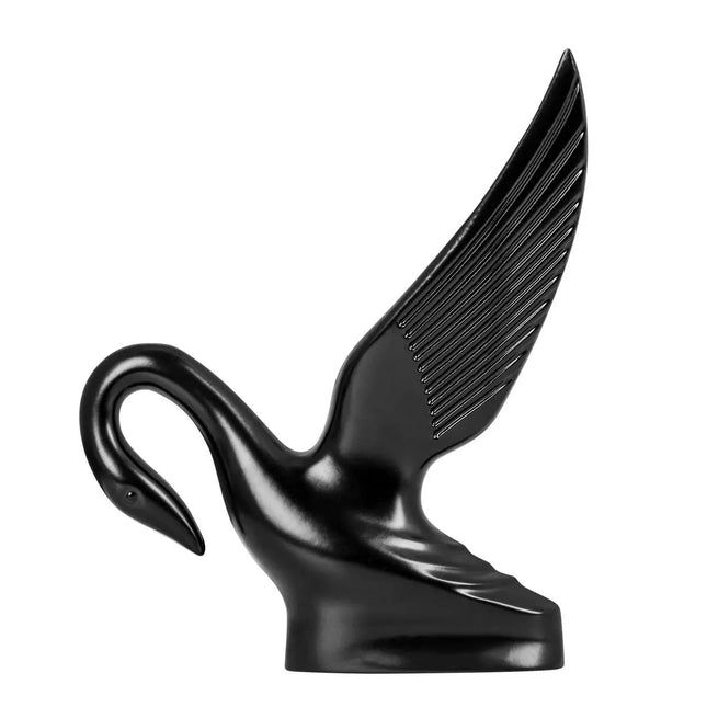 48008 Matte Black Powered Coated Classic Swan Hood Ornament - General Diesel Repair & Chrome
