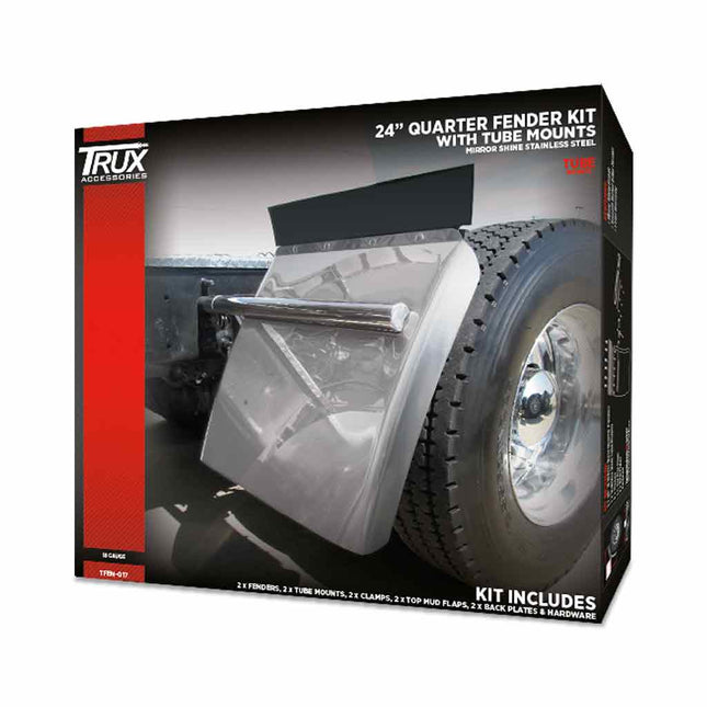 TFEN-Q17 Fenders - Quarter - 24" - Tube Mounts - 18 Ga. - General Diesel Repair & Chrome