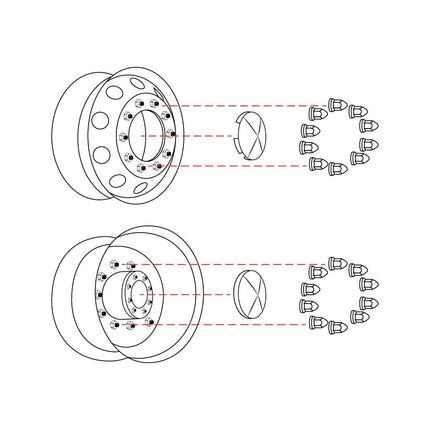 THUB-C3 Wheel Accessories - Kit - Stainless Steel Front & Rear Hubcap Kit - General Diesel Repair & Chrome