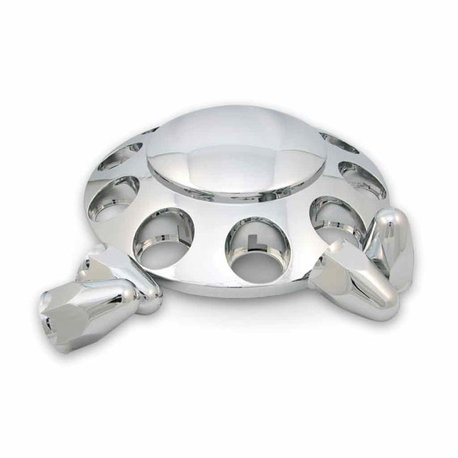 Front Axle Cover Kit with Removable Hubcap & 1 1/2″ Push On Nut Covers – Dome Hubcap | Chrome ABS Plastic THUB-FRP112 - General Diesel Repair & Chrome