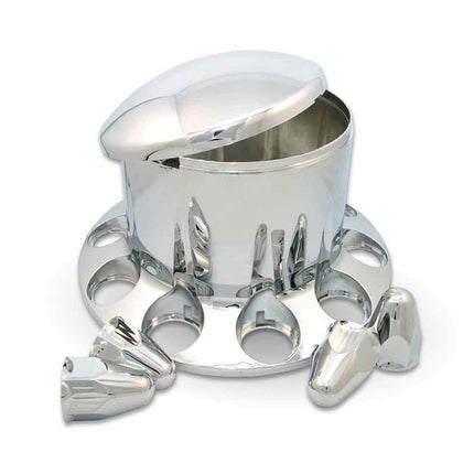 Rear Axle Cover Kit with Removable Hubcap & 1 1/2″ Push-On Nut Covers – Dome Hubcap | Chrome ABS Plastic - General Diesel Repair & Chrome