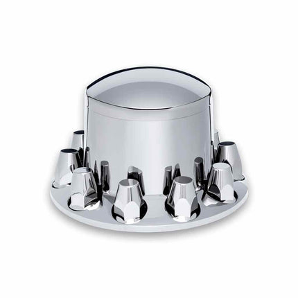 Rear Axle Cover Kit with Removable Hubcap & 33mm Threaded Nut Covers – Dome Hubcap | Chrome ABS Plastic THUB-RP33 - General Diesel Repair & Chrome