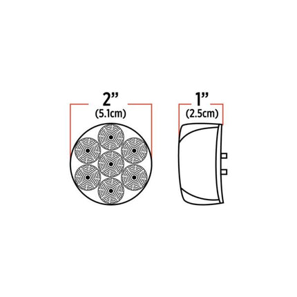2″ Amber Marker to Red Auxiliary Round LED Light – 7 Diodes TLED-2XAR - General Diesel Repair & Chrome