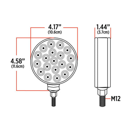 Clear Amber/Red Turn & Marker Double Face Round Reflector LED Light – 38 Diodes TLED-DFCC3 - General Diesel Repair & Chrome