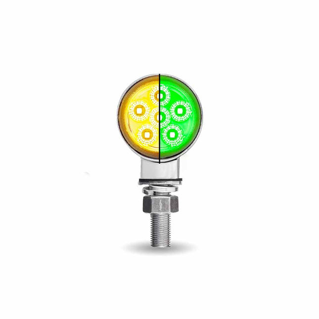 Amber/Red Clearance Marker to Green Auxiliary 1.8″ Mini Double Face Round Light with Reflector LEDs – 12 Diodes TLED-DL1XG - General Diesel Repair & Chrome