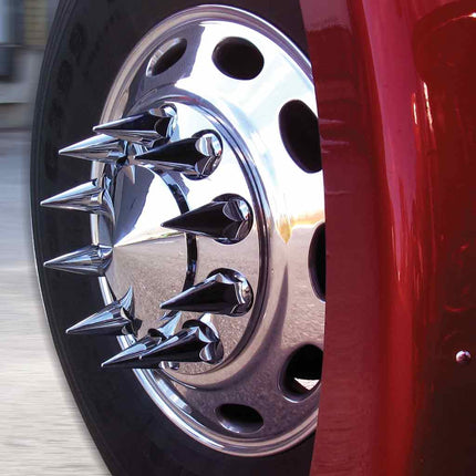 TNUT-C4	Chrome Plastic 33mm Threaded Pointed Nut Cover with Flange - Case of 60 - General Diesel Repair & Chrome