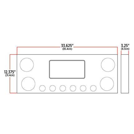 TU-9001L Center Panel w/ 4x4" & 6x2" LEDs & 2 License LEDs" - General Diesel Repair & Chrome