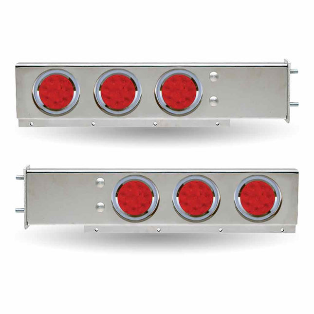 TU-9210L2 Mud Flap Hanger with Flat Top & 4 x 4" Dual Revolution, 2 x 4" Clear Red LEDs & Bezels - General Diesel Repair & Chrome
