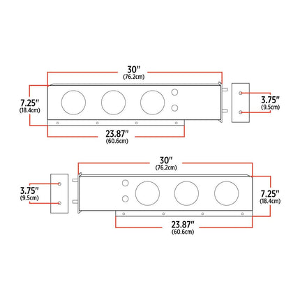 TU-9210L2 Mud Flap Hanger with Flat Top & 4 x 4" Dual Revolution, 2 x 4" Clear Red LEDs & Bezels - General Diesel Repair & Chrome
