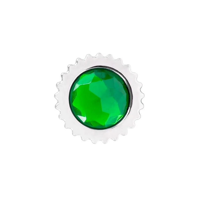 10378 Cr. Pl. 33MM x4”H Screw-on Bullet Flat Cover w/Green Jewel - General Diesel Repair & Chrome