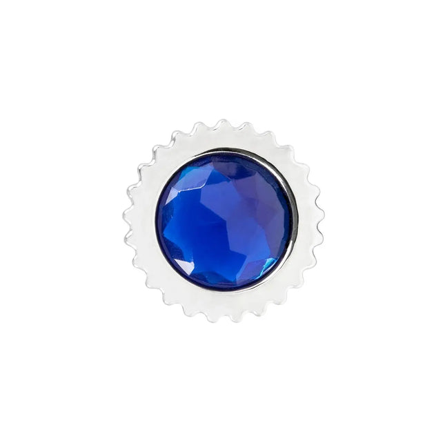 10377 Cr. Pl. 33MM x4”H Screw-on Bullet Flat Cover w/Blue Jewel - General Diesel Repair & Chrome