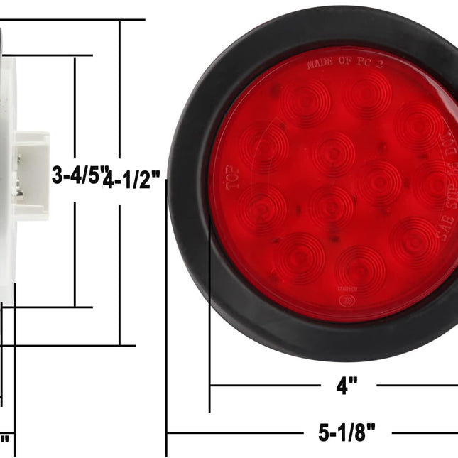 PREMARKER 4" Round Red LED Trailer Tail Light - General Diesel Repair & Chrome